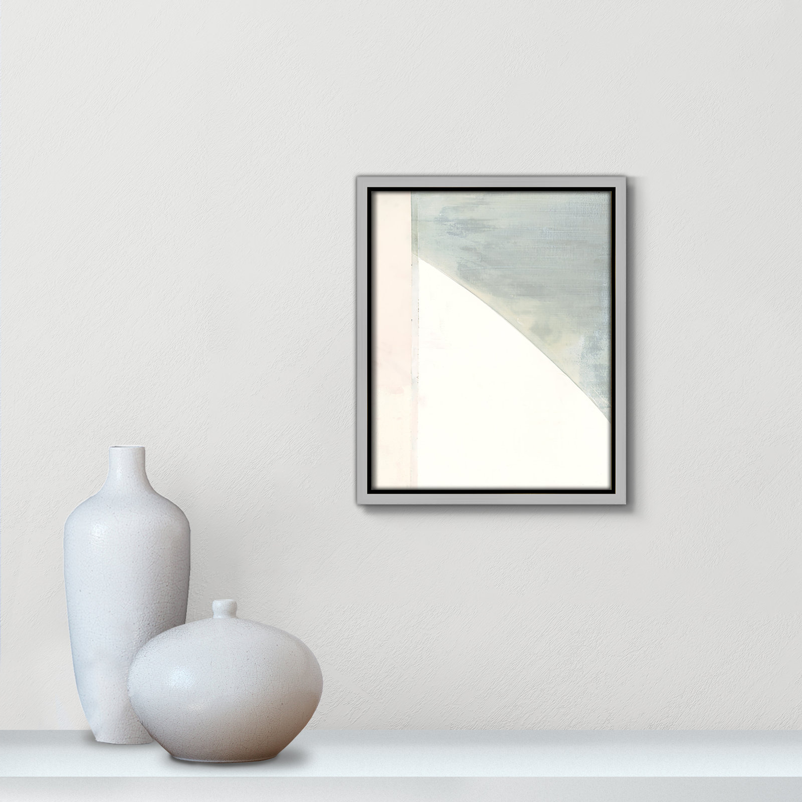 Alexandria "In Neutral I" Painting by Cartissi, 11.5" H x 9.5" W x 2" D, Silver Framed Canvas