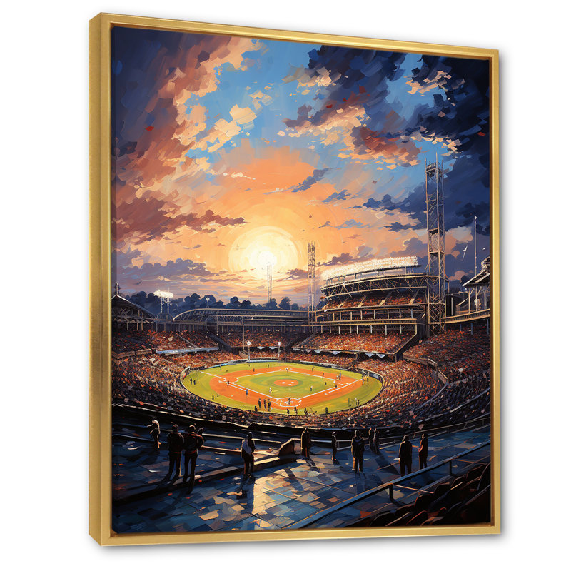 " Stadiums Under The Floodlights II ", Gold Floater Framed, 44" H x 34" W x 1.5" D