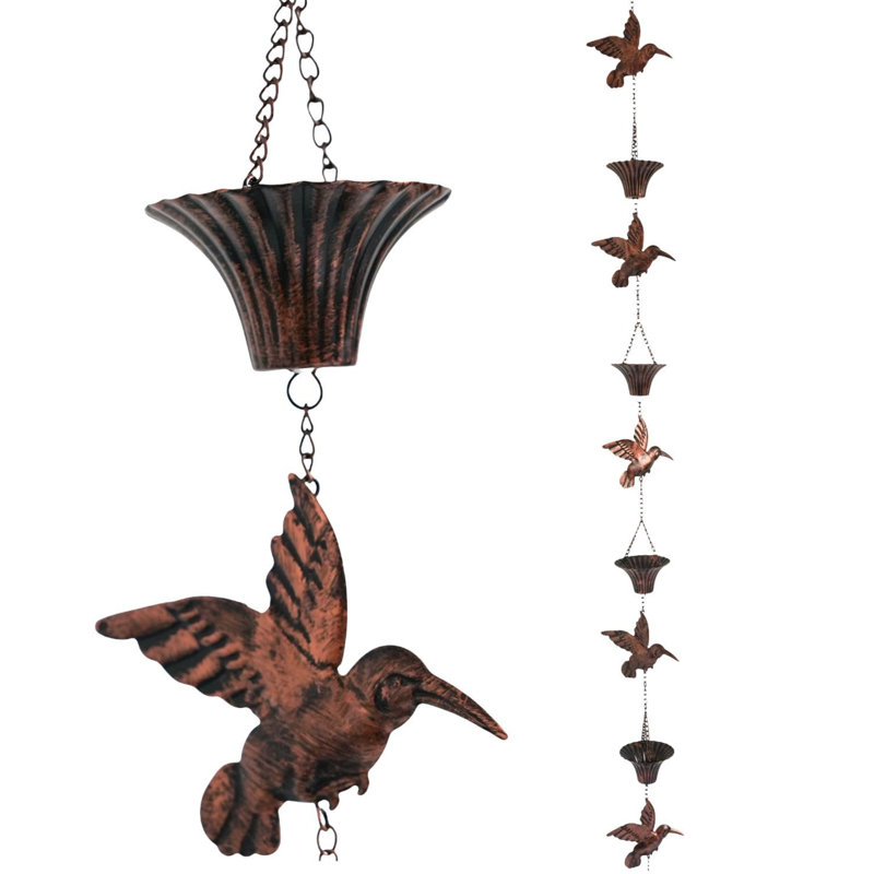 8.5FT Rain Chain, Hummingbird Rain Chains for Gutters