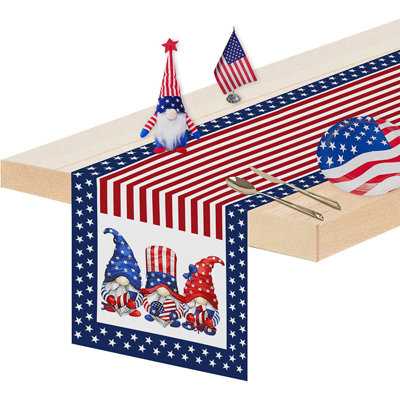 Ibrohim Rectangle Striped Independence Day Polyester Table Runner
