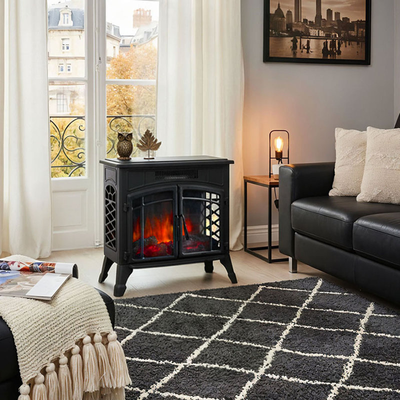 Marlow Home Co. 58.5cm W Black Electric Fireplace with 5120 BTU