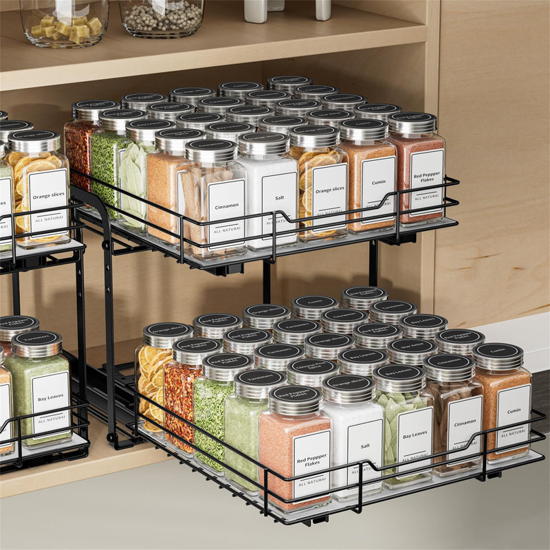Spice Rack, 24cm H x 29.3cm W x 27.2cm D, Black