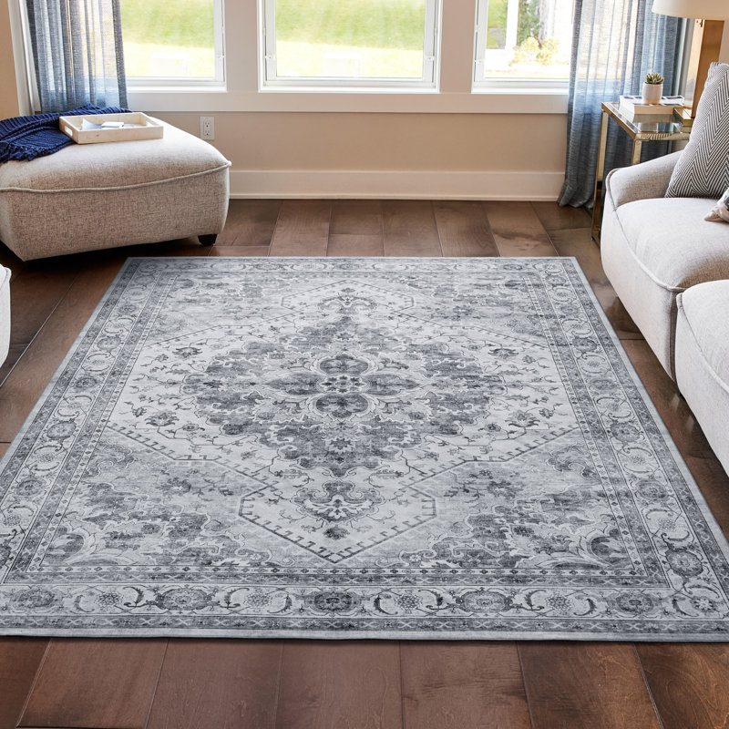 Tapis de lavande lavable à la machine Wyatt & Ash Geraldine 1 pièce, Rectangle 7 pi 10 po x 10 pi