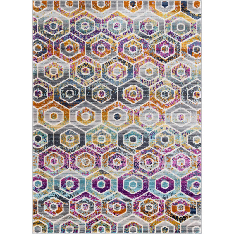 Geometric Indoor Rug, Rectangle 4'1" x 5'11"