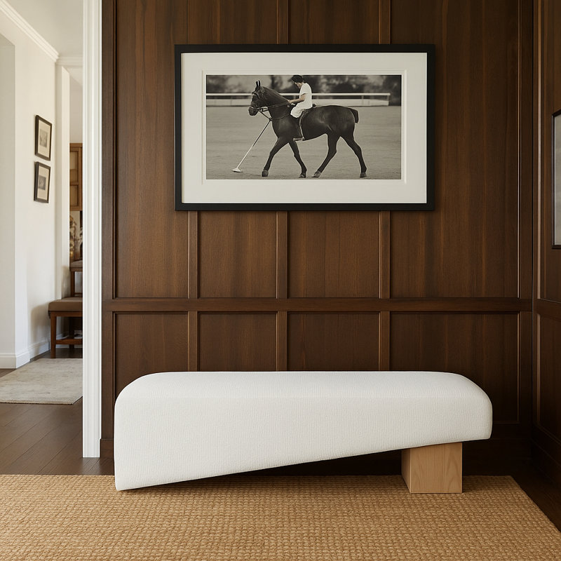 Banc en tissu Alora, Tissu crème en polyester, Naturel