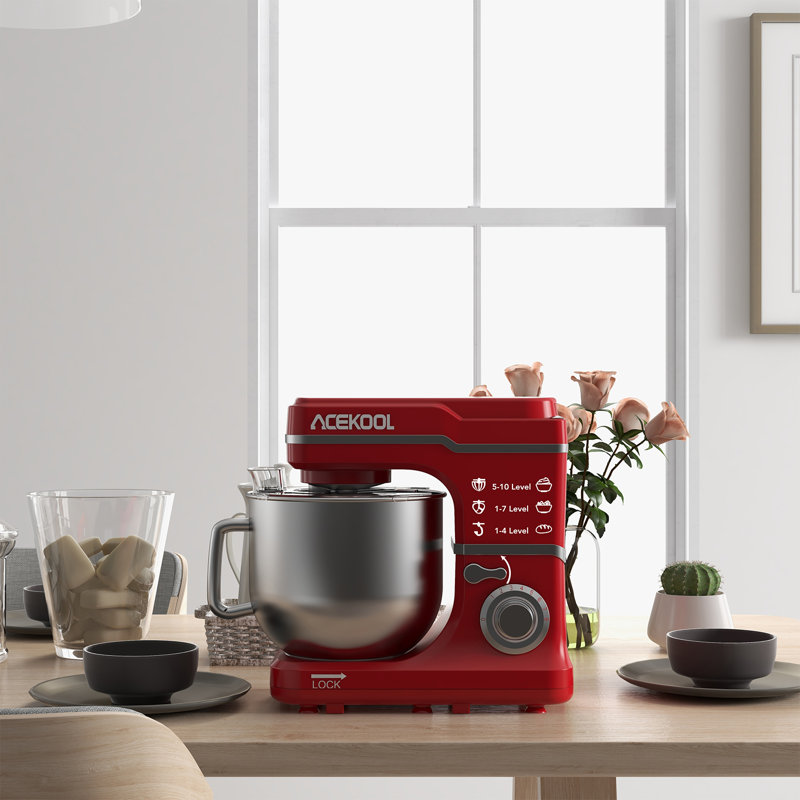 Batteur sur socle avec moteur de 660 W, bol en acier inoxydable de 7,5 pte, mélangeur à tête inclinable à 10 vitesses pour la cuisson à domicile