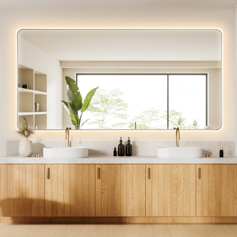 Dazzle Rectangular Anti-Fog Dimmable Modern Bathroom/Vanity LED Lighted Wall Mirror in Aluminum Framed, 42" x 84"
