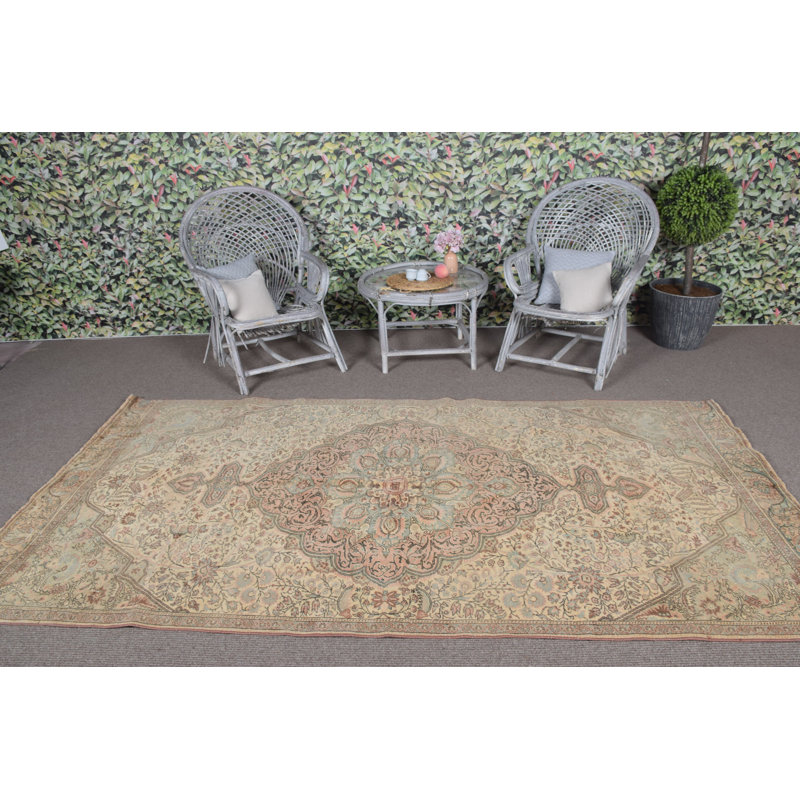 Grand tapis turc vintage en laine Kayseri vert idéal pour la décoration de salle à manger et les cadeaux