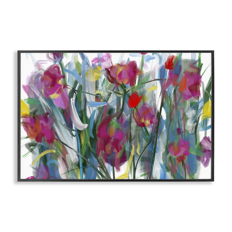 Expressive Blooming Roses Framed Giclee, design by Atelier Posters, 12" H x 18" W, Midnight Black Framed Giclee
