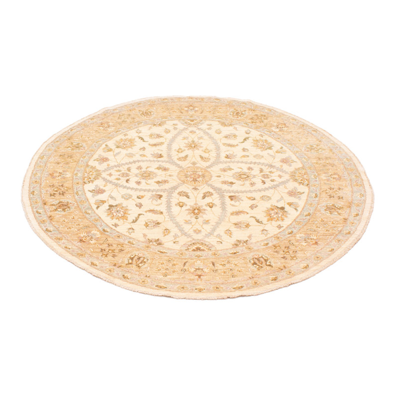 Tapis unique en laine noué à la main 6 pi One-of-a-Kind Chayzen crème / brun / kaki