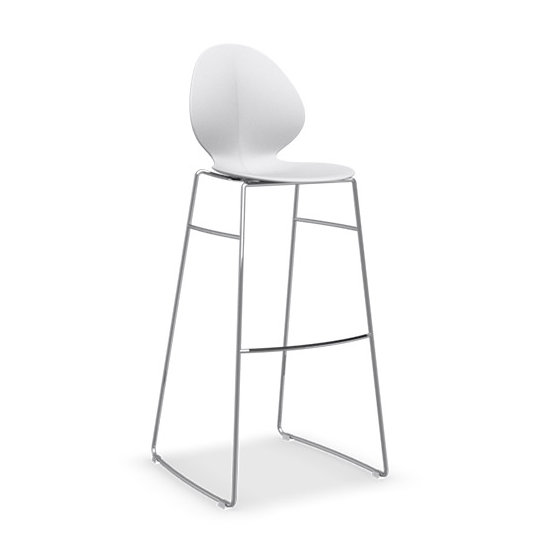 Tabouret ergonomique Basil avec base en métal, Blanc optique mat, Tabouret de bar (siège d'une hauteur de 32 po)