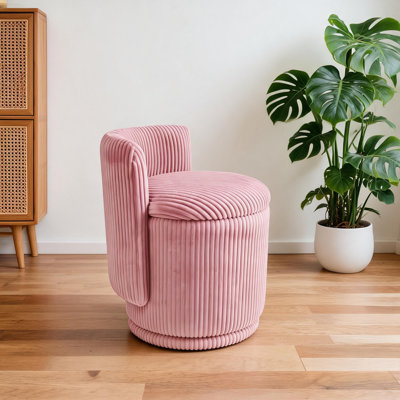 360° Swivel Corduroy Vanity Chair with Hidden Storage, Makeup Stool with Wave Backrest, Modern Accent Stool for Bedroom, Dressing Room & Living Room, No Assembly Required