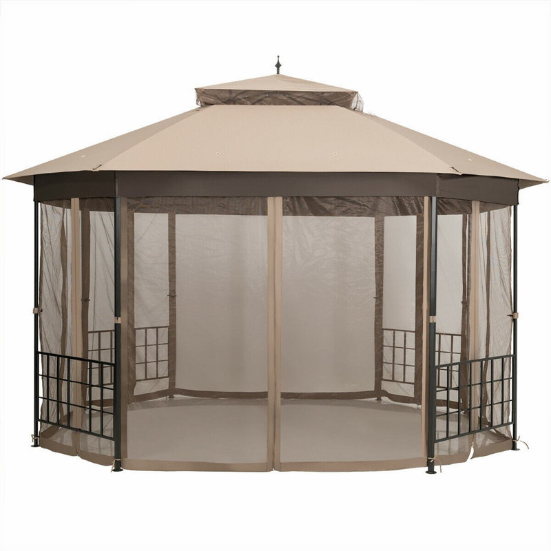 10’X 12’ Octagonal Patio Gazebo-Brown
