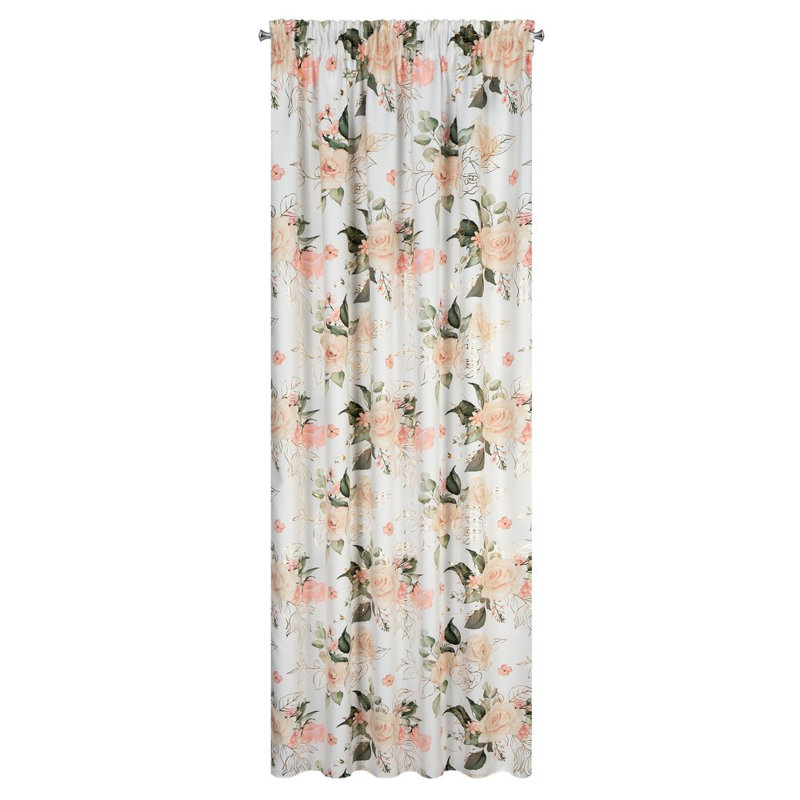 Rose Room Darkening Curtain Single Panel, White