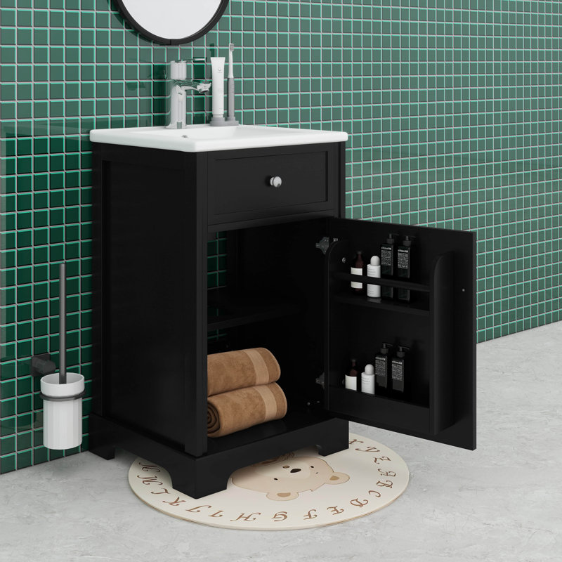 Meuble-lavabo 20 po avec lavabo 20 po, Noir