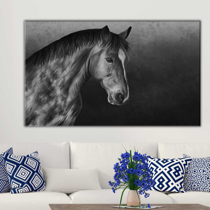 « drawing stallion ii », reproduction d’art sur toile tendue, H 24 po x l 40 po x P 1,5 po