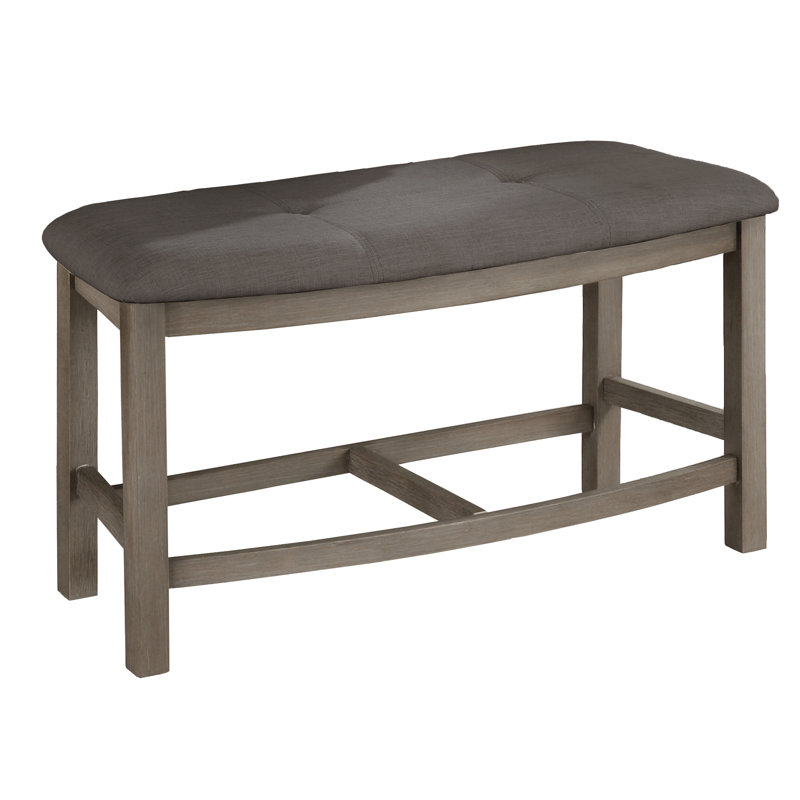Daniyal Linen Blend Upholstered Bench, Rustic Finish, Gray