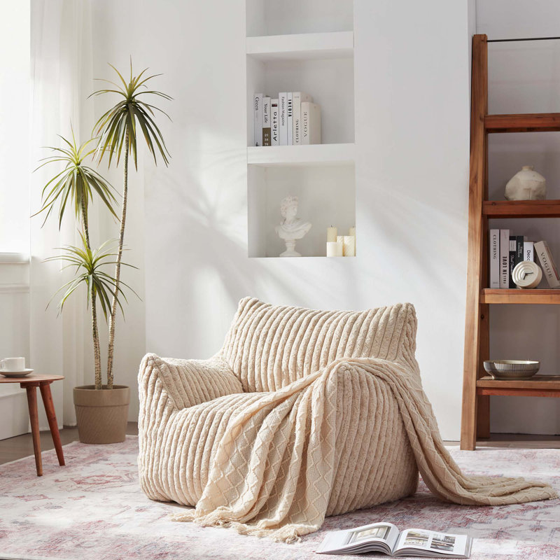 Fauteuil à billes surdimensionné en fausse fourrure avec rembourrage en mousse, canapé moderne pour chambre à coucher, salon et bureau