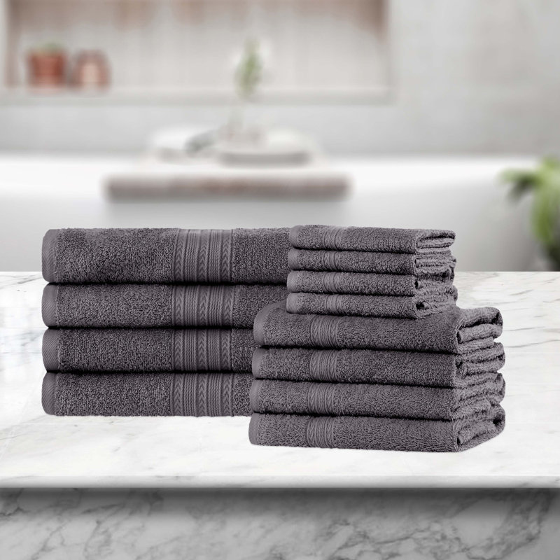 100% Cotton Sustainable Multi-Size Towel Set, Graphite