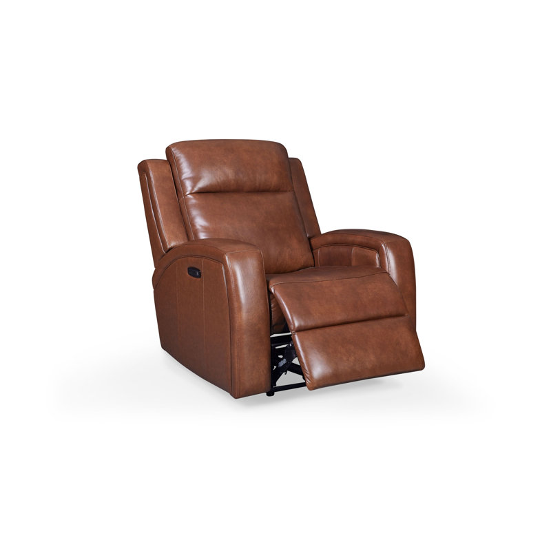 Cheyenne Dual Power Lay Flat Leather Swivel Glider Recliner, Saddle