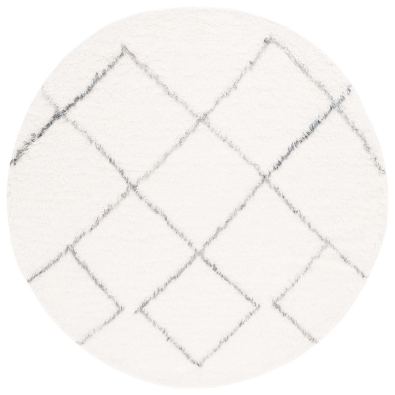 Anaily Hand Woven Performance Geometric Rug, Round 6'