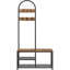 Banc d'entrée avec porte-manteau et étagère à chaussures - Organisateur de rangement tout-en-un pour vestibule, couloir ou vestiaire, brun rustique et noir