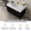 Meuble-lavabo moderne de 35,4 po avec lavabo sous comptoir, plateau en pierre frittée, bois massif multicouche imperméable, rangement à 4 tiroirs, autoportant / mural