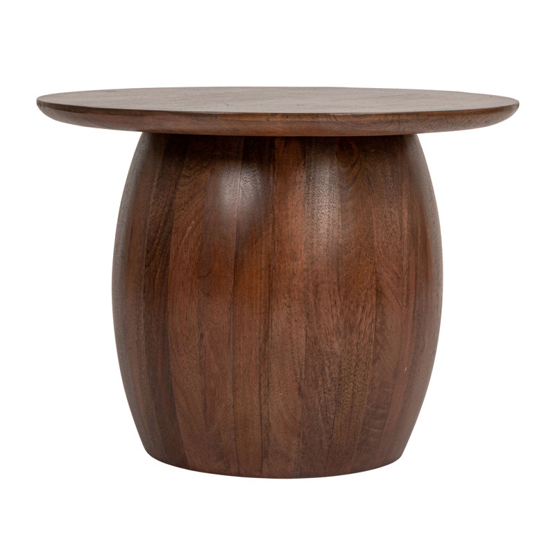 Modern Mango Wood Round Accent Table, Walnut