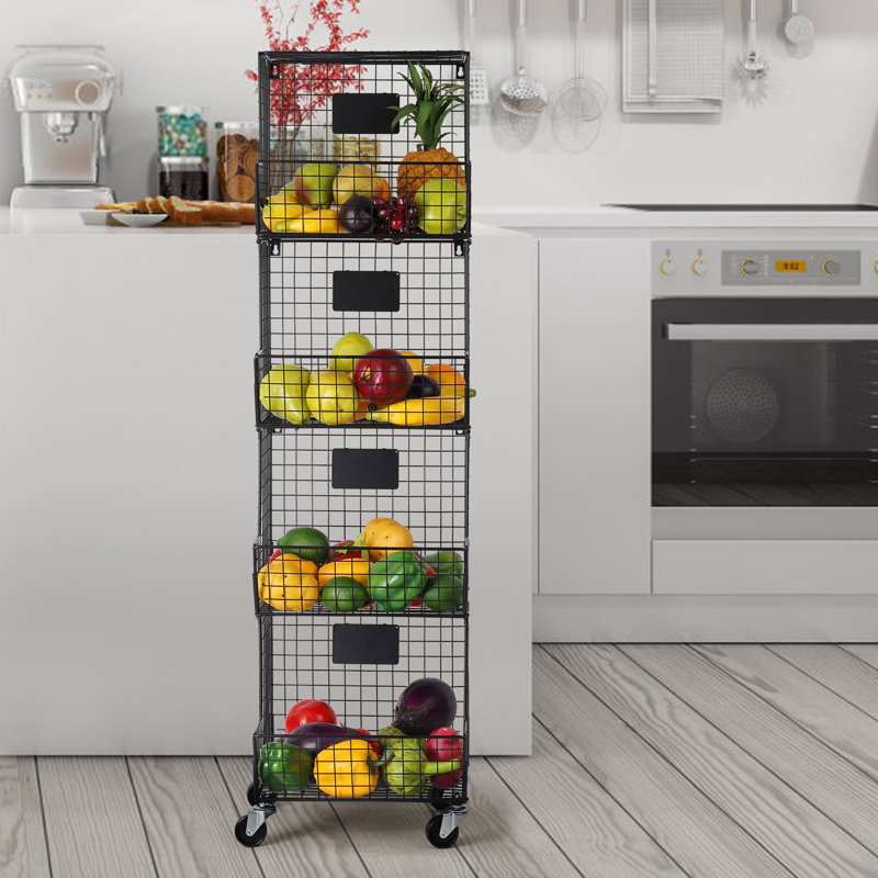 Ambrozie 12'' W Stainless Steel Storage Rack with Wheels