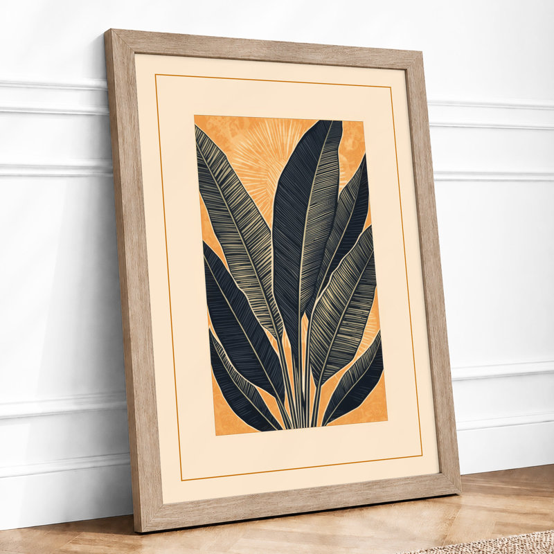 Feathered Fan Botanical - Framed Print, A1 - 84.1 x 59.4 cm, Oak