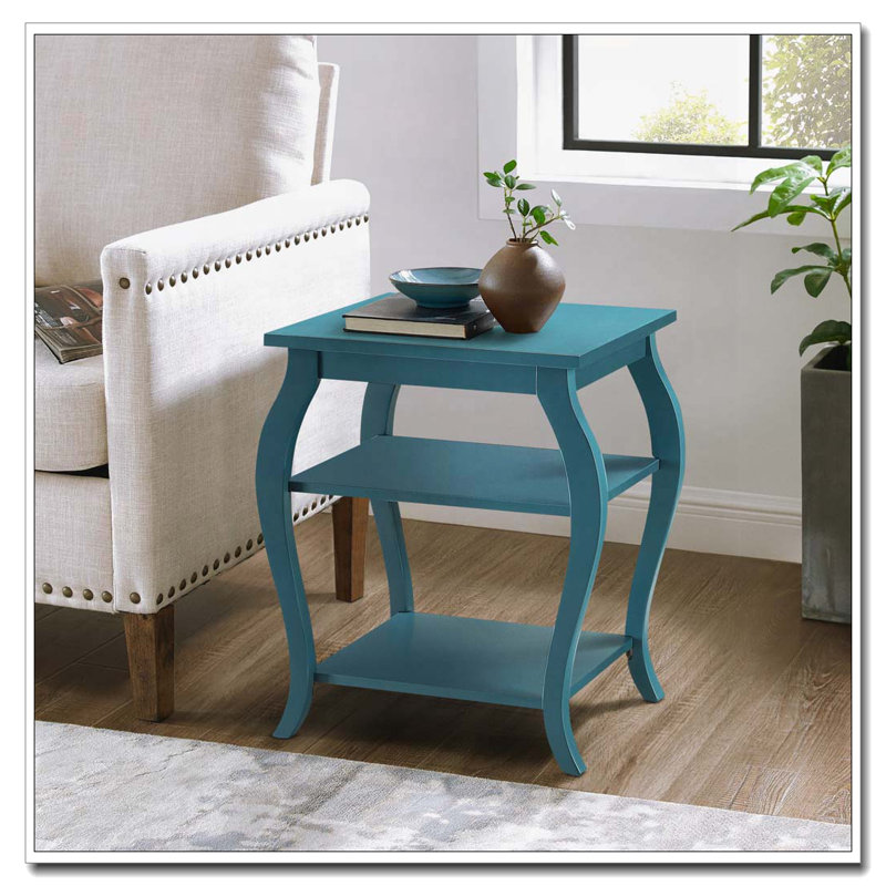 Teal 2-shelf End Table