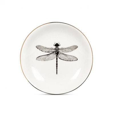 Dragonfly With Gold Rim Dish