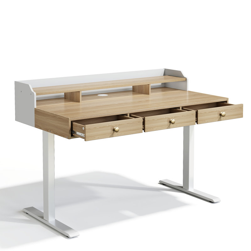 Bureau debout électrique à hauteur réglable de 47,2 po avec 3 tiroirs Adonia pour salon / chambre à coucher / bureau / salle d'étude
