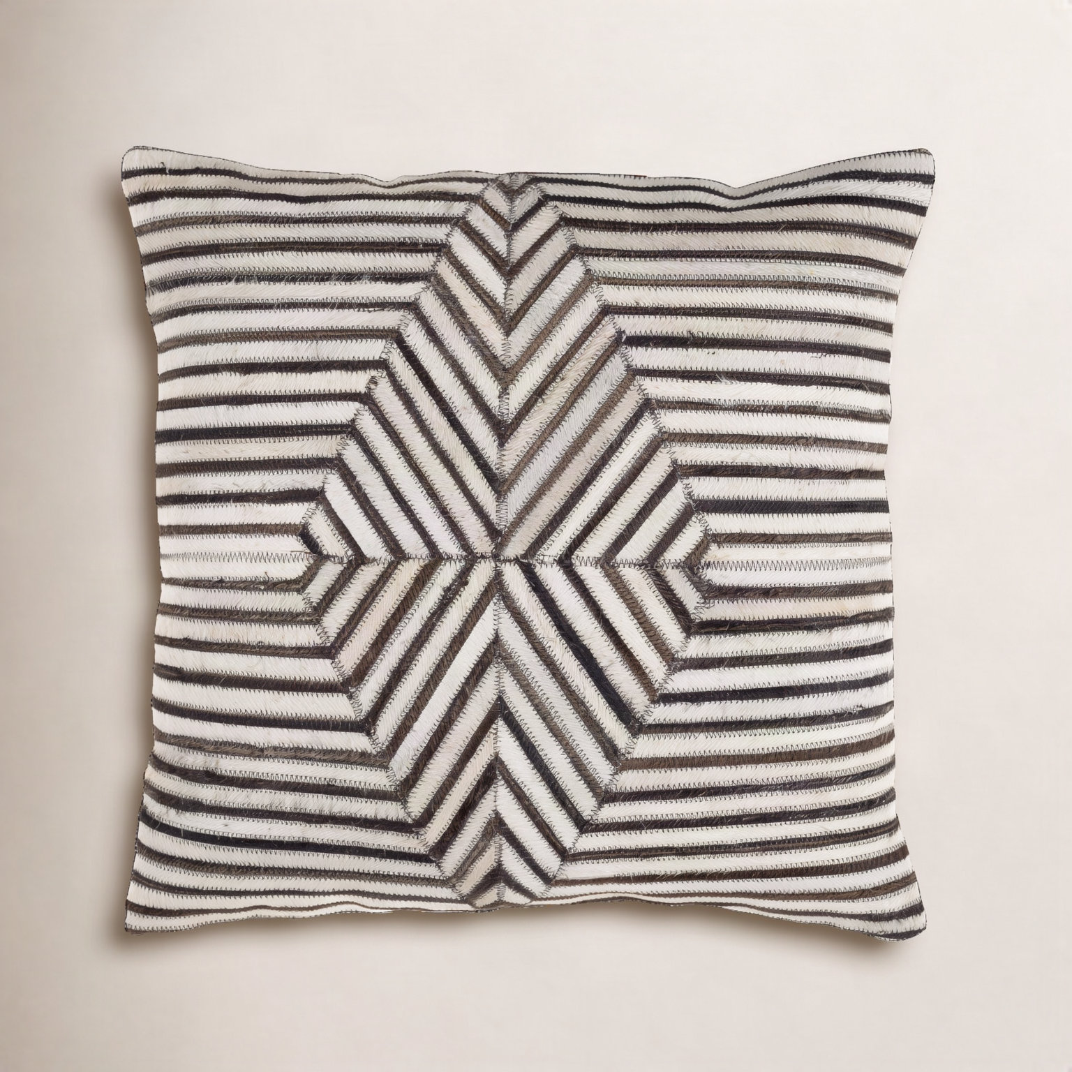 Coleridge 20" x 20" Cotton Throw Pillow, Pillow Cover Only - No Insert, Dark Brown/Cream Stripped