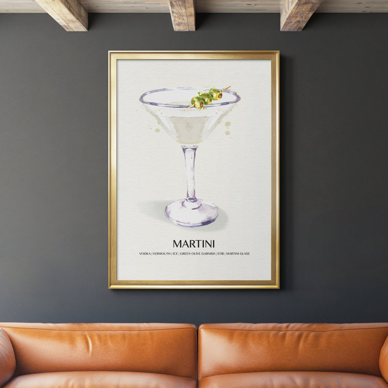 Reproduction encadrée de qualité supérieure Martini - prête à être accrochée, H 30,5 po x l 42,5 po x P 1,5 po, Or