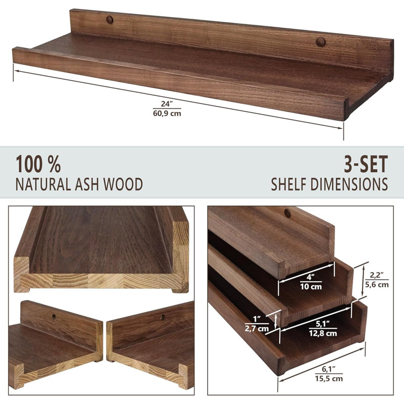 Bovian Floating Shelf, 60.90" H x 15.60" W x 5.60" D, Brown
