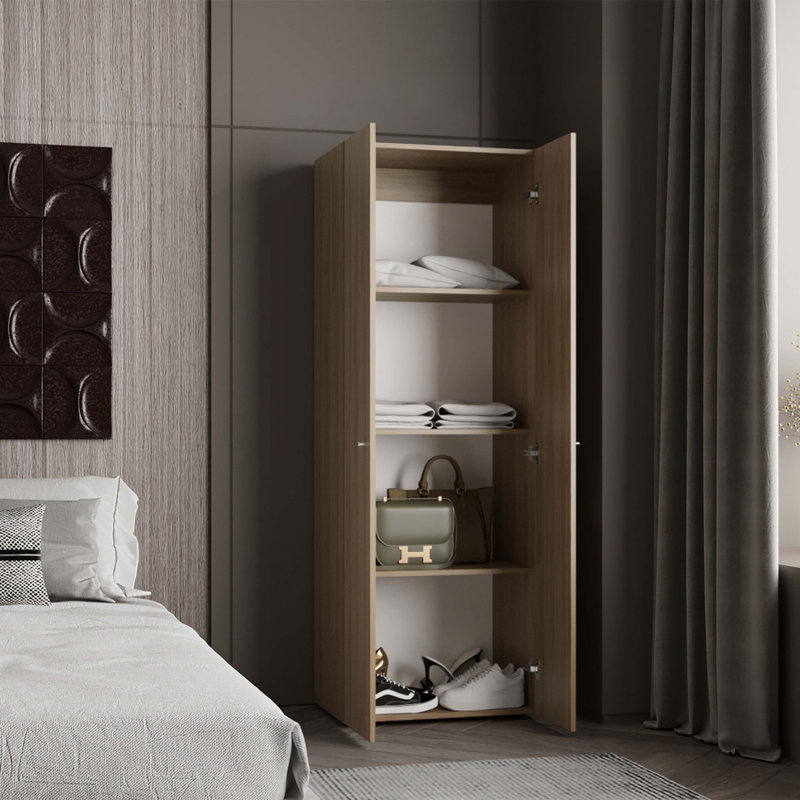 Système de garde-robe Soham Eco, chambre à coucher, Macadamia, Chêne