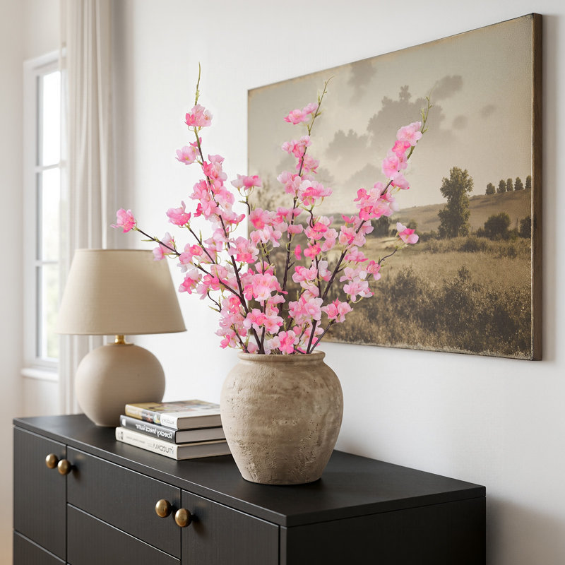 Décoration intérieure en fleurs de cerisier artificielles (lot de 3), Pink