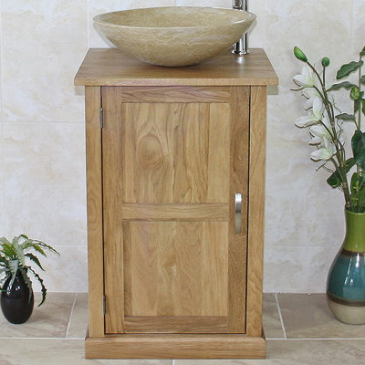 Cottrill 500 mm Freestanding Single Vanity with Vessel Stone Basin