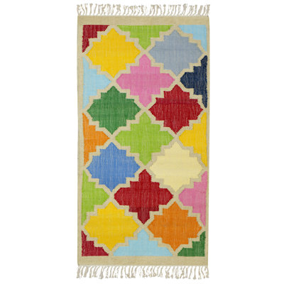 Daaiel Geometric Cotton Hand Woven Area Rug