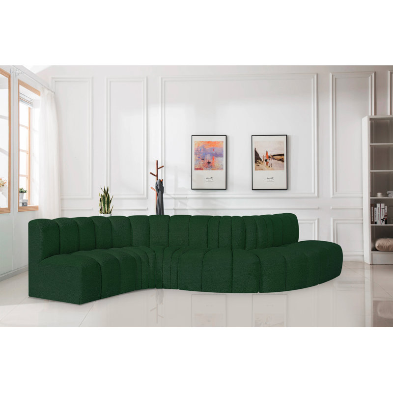 Canapé et méridienne rembourrés Izelia, Tissu bouclé vert