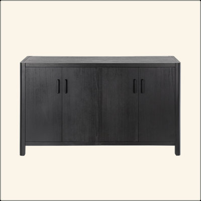 Mirod Farmhouse Style 4-Door Cabinet With Natural Finish, A Rustic Accent For Entryways Or Small Spaces