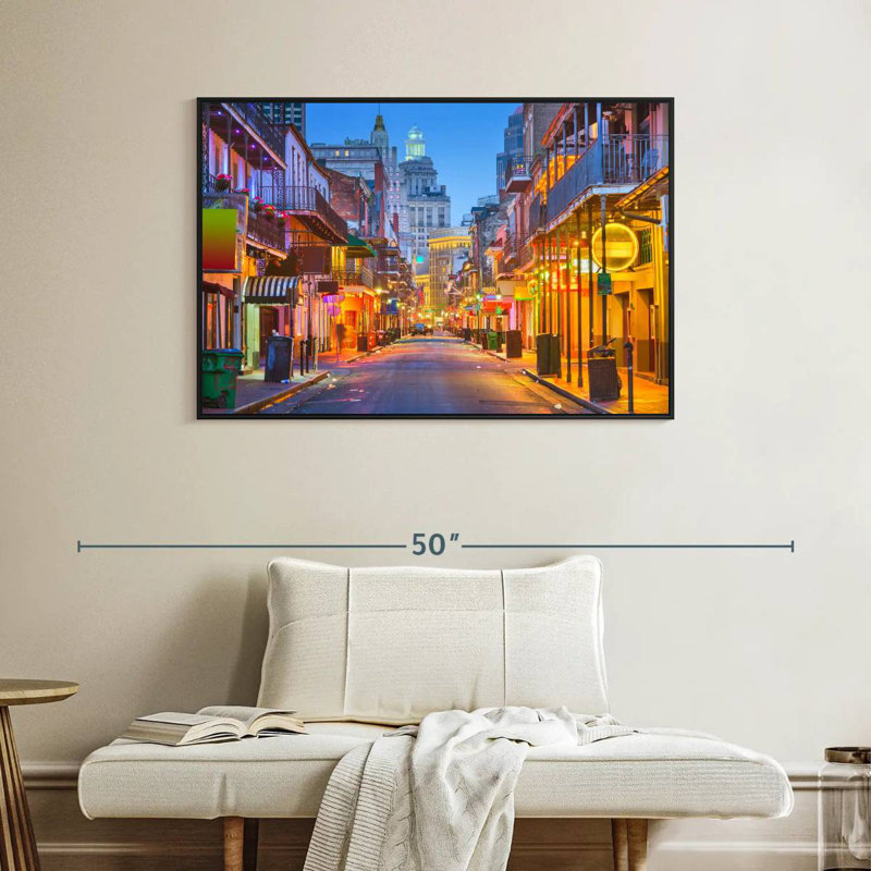 Bourbon Street, 40 po x 27 po, Cadre flottant noir