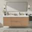 59.3 Inch Double Sink Bathroom Vanity with SMC Resin Top and Painted MDF Cabinet, Wall-Mounted Modern Storage Vanity with Soft Close Doors and Divided Drawers-136891380-136891383