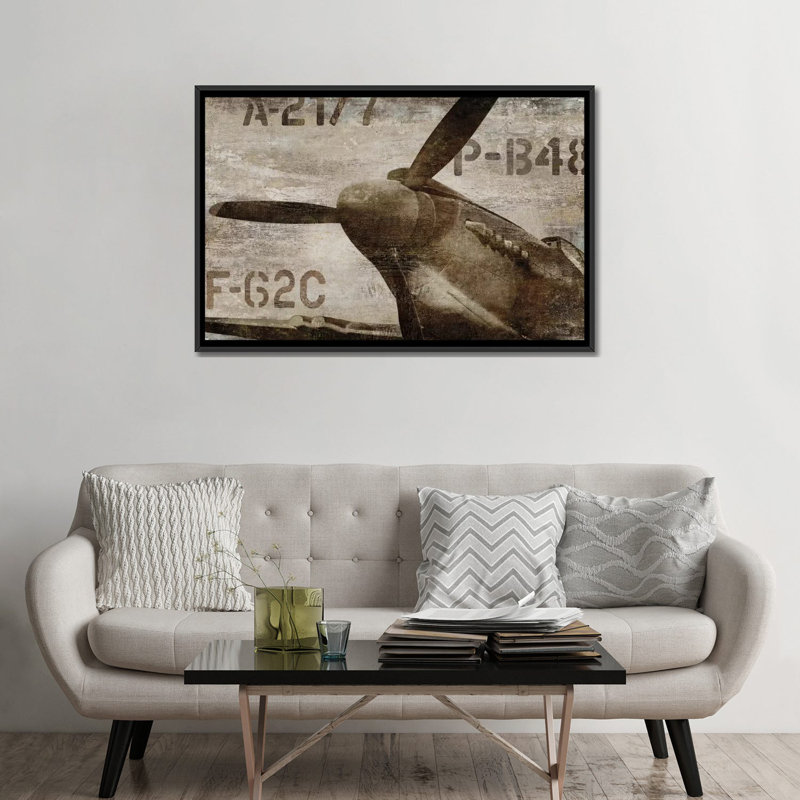 «Vintage Air plane» par Dylan Matthews, impression sur toile tendue, H 32 po x l 48 po x P 1,5 po, Toile avec cadre noir