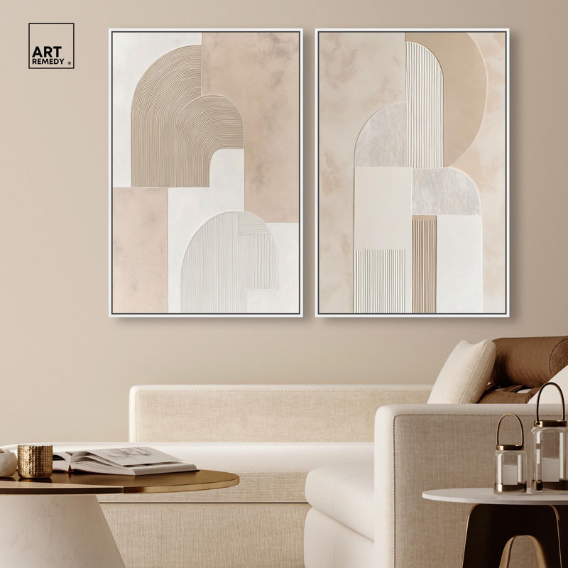«Golden Luxe Glam Room Art», ensemble de 2 impressions sur toile par , H 37 po x l 25 po, Blanc