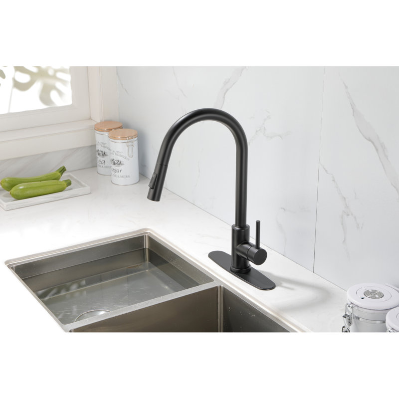 Robinet de cuisine avec douchette extractible, Noir mat