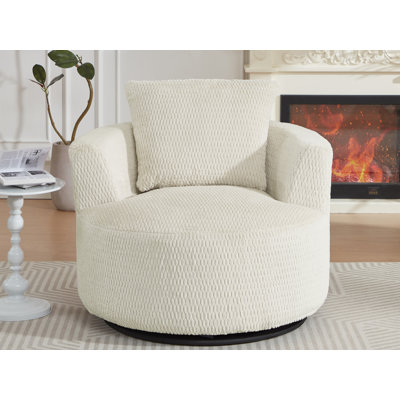Faux Fur Swivel Barrel Chair