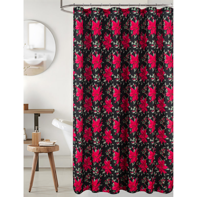 Rideau de douche Christmas Holly Poinsettia