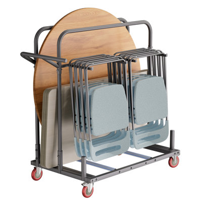 Heavy Duty Table and Chair Transport Cart with Adjustable Soft Grip Pads - Side Mount Chair Carrier with Secure Handle